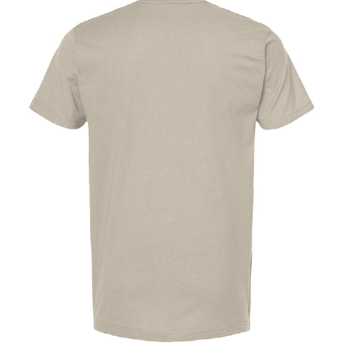 Stow & Roam Beige t-shirt on a white background - back