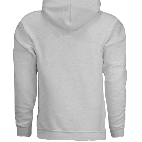 Stow & Roam Gray hoodie shown from the back on a white background