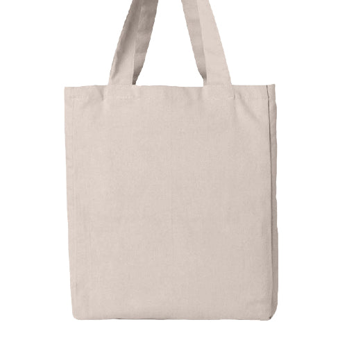 Stow & Roam -Beige tote bag on a white background - back