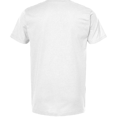 Stow & RoamWhite t-shirt on a white background-back