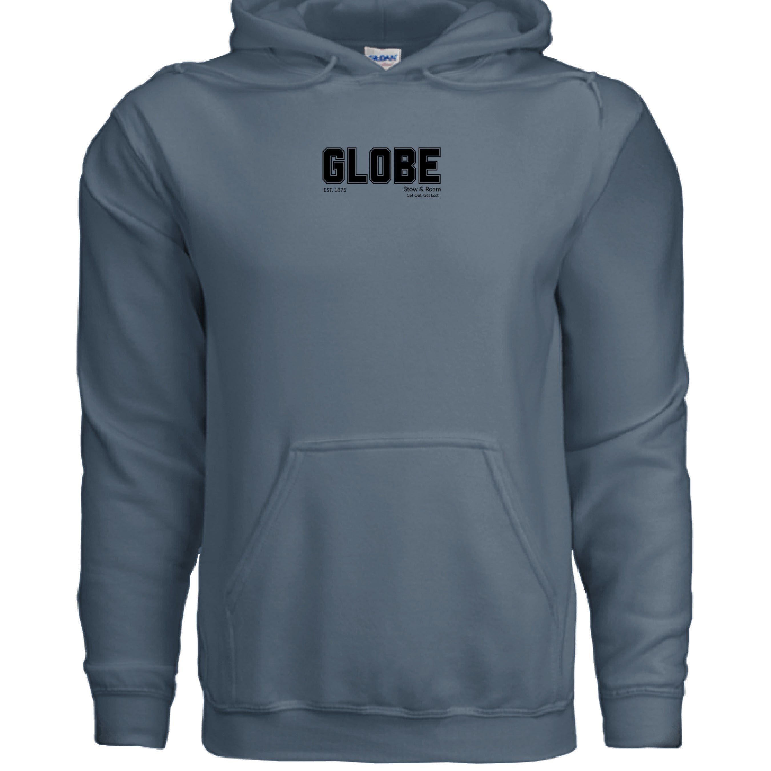 Stow and Roam Blue Globe hoodie
