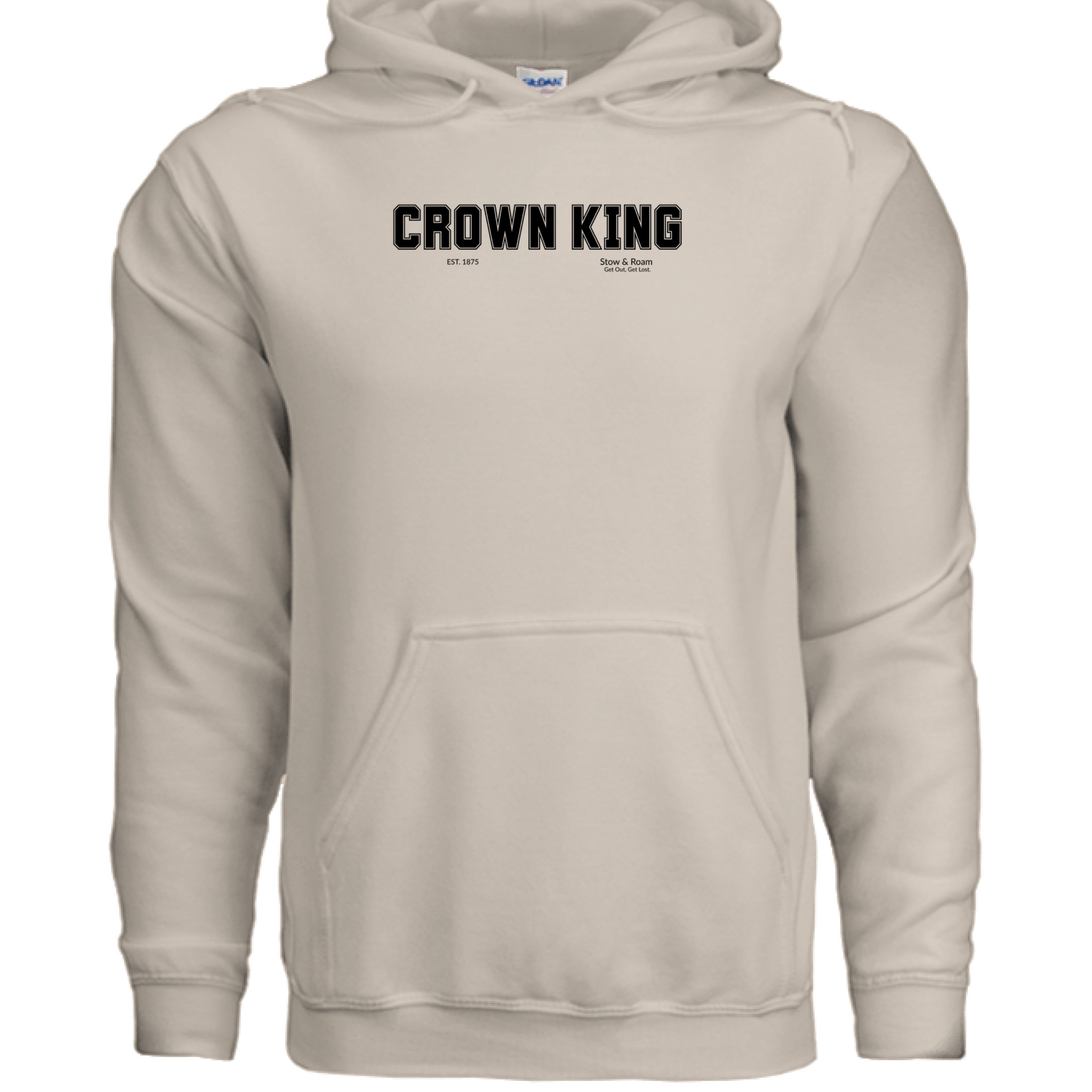 Stow and Roam tan Crown King hoodie front